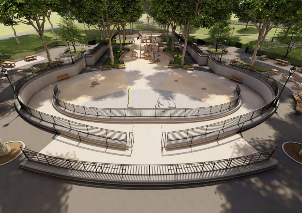 Rendering of view south facing the playground, via nyc.gov